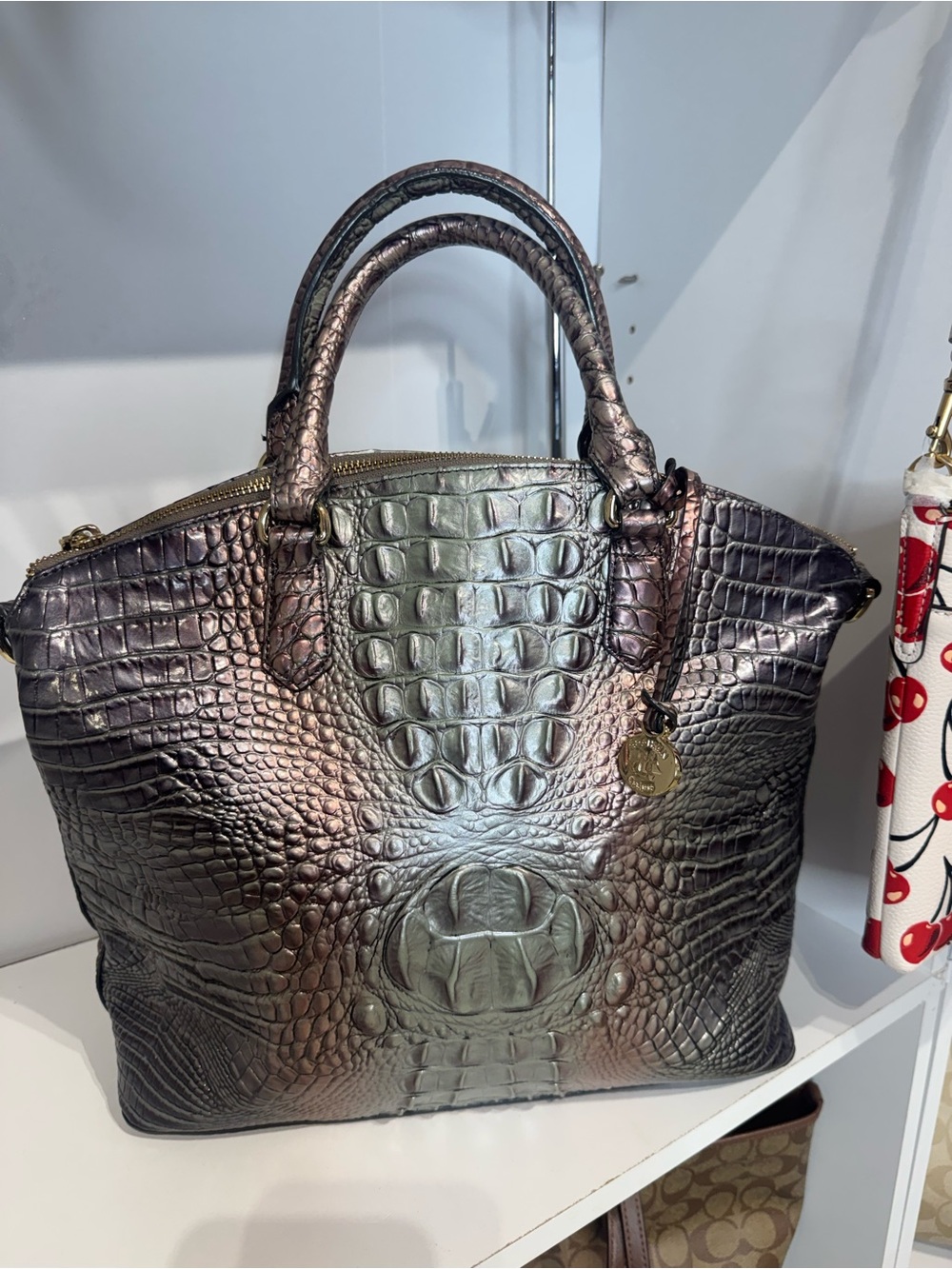 Brahmin Large Duxbury Grant ombre Croc-Embossed Satchel